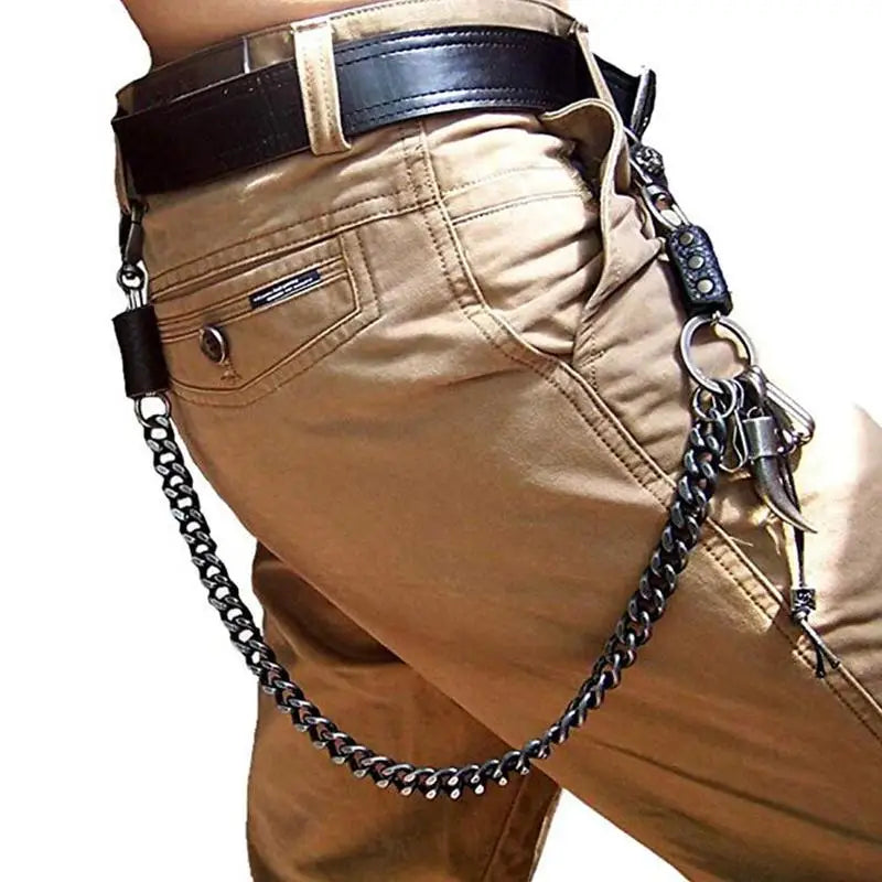 Waist Chain 2 Lines Punk Jean Adjustable Hip-hop Metal Men's Skull Accessories Chain Head Metal Pants Chain Gadgets for Men