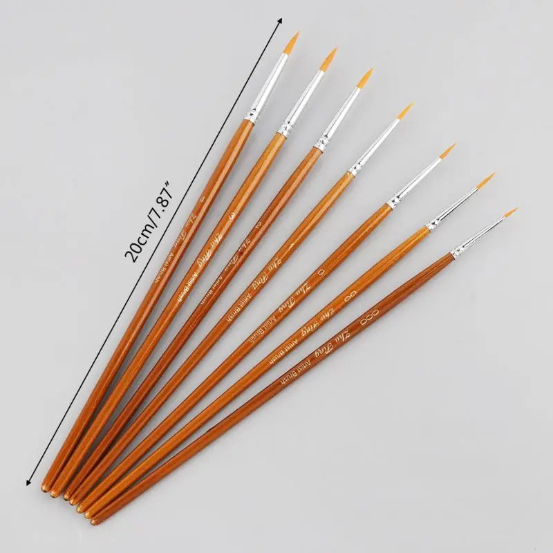 7pcs/set Professional Detail Paint Brush Fine Pointed Tip Miniature Brushes For Acrylic Watercolor Oil Drawing Kits