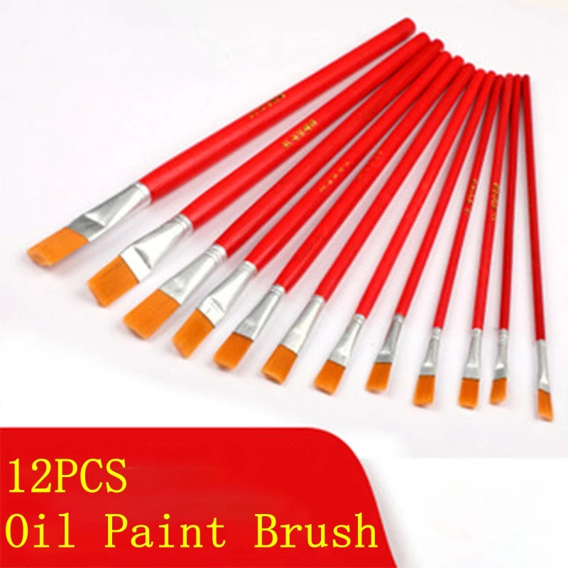 6/12pcs Nylon Hair Paint Brushes Set Watercolor Painting Art Brush for Acrylic Oil Watercolor Artist Professional Painting Kits