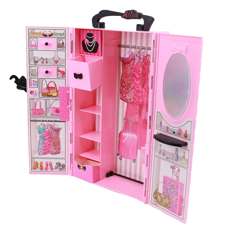 Barbies Clothes Accessories Dollhouse 1/6 For 30Cm Barbies Furniture Wardrobe Mixing Of Multiple Accessories Bed Barbie Doll Toy