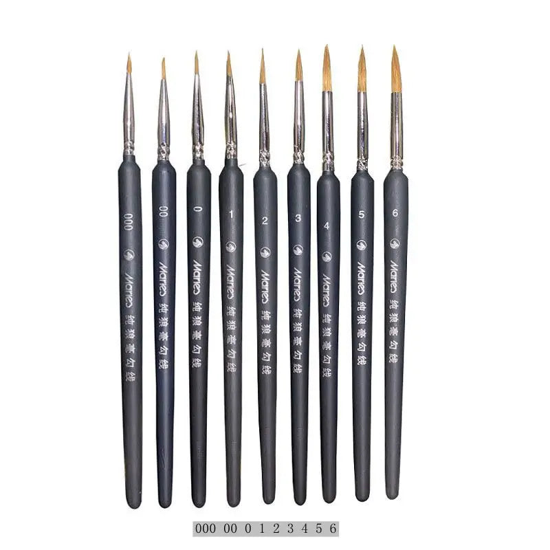 10Pcs Miniature Paint Brush Professional Brush Acrylic Painting Thin Hook Line Pen for Oil, Watercolor Art Supplies Hand Painted