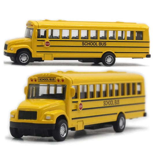 1/64 Optic Alloy Inertial School Bus Model Car Model Pull Back Toys Music Cars Vehicle Gifts Kids Boy Toys For Children Birthday