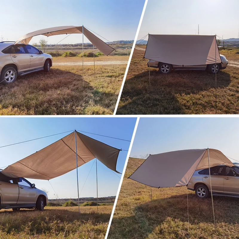 150/200/440CM Car Camping Shelter Shade Portable Roof Top Tent Awning Waterproof UV SUV Rooftop Rain Canopy Car Accessories