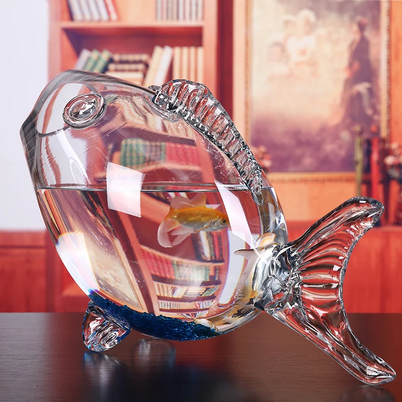 Mini Fish Glass bowl Figurine Clear Transparent Glass Fish-shaped Aquarium Fish Tank Home Living Room decoration Craft Ornaments