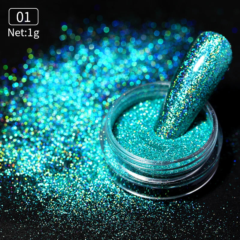 Aurora Pearl Nude Pink White Nails Glitter Dust Chrome Moonlight White Rubbing on Powder Shell Mirror Pigment Nail Art Supplies