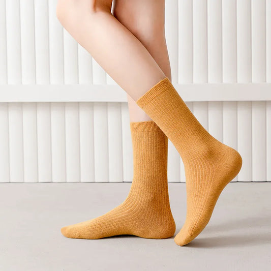 Knitted Socks for Women, 100% Pure Wool, Worsted Woolen, Warm Stockings, Radom Colors, Hot Sale, Winter, 5Pcs Lot