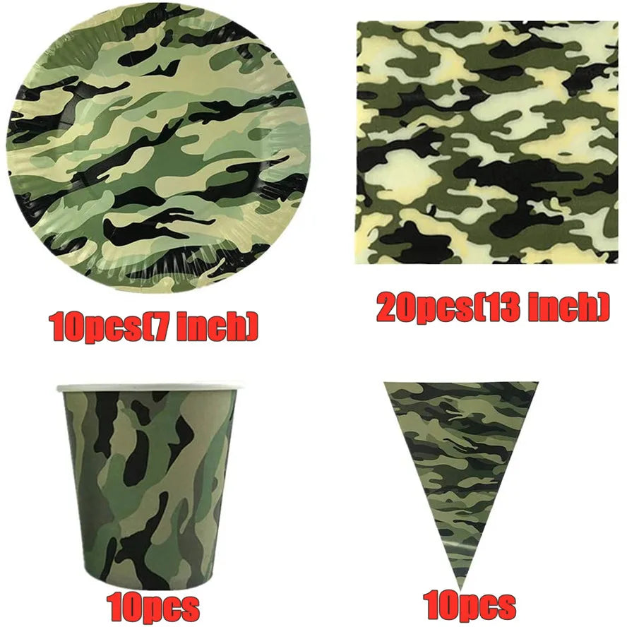 Army Green Camouflage Theme Party Military Decorations Tableware Set Paper Cups Plates Baby Shower Kids Birthday Party Supplies