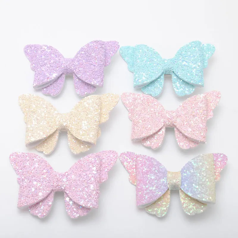 2 Pieces New Girls Butterfly Hair Clips Baby Glitter Hair Barrette Children Hair Rainbow Bows Kids Hairgrips Accessories