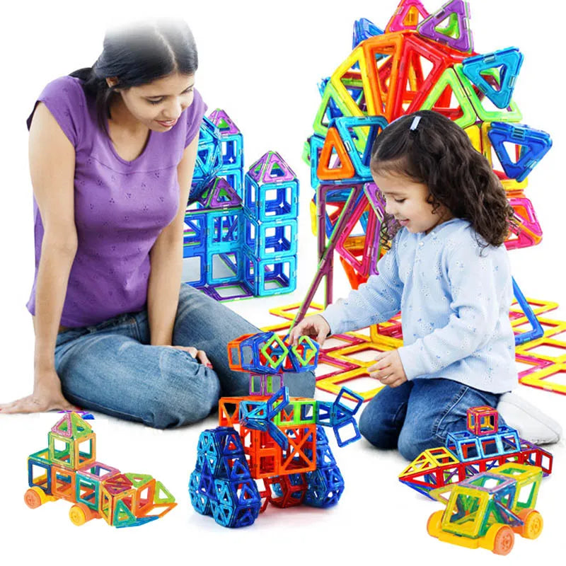 110-252pcs Blocks Magnetic Designer Construction Set Model Building Toy Plastic Magnetic Blocks Educational Toys For Kids Gifts