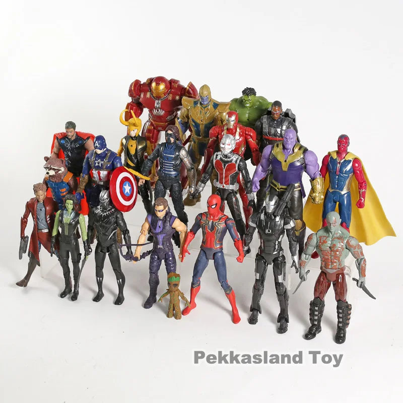 21pcs/set Avengers Infinity War Action Figures Toys Iron Man Captain America Hulk Thor Thanos Spiderman Loki Black Panther