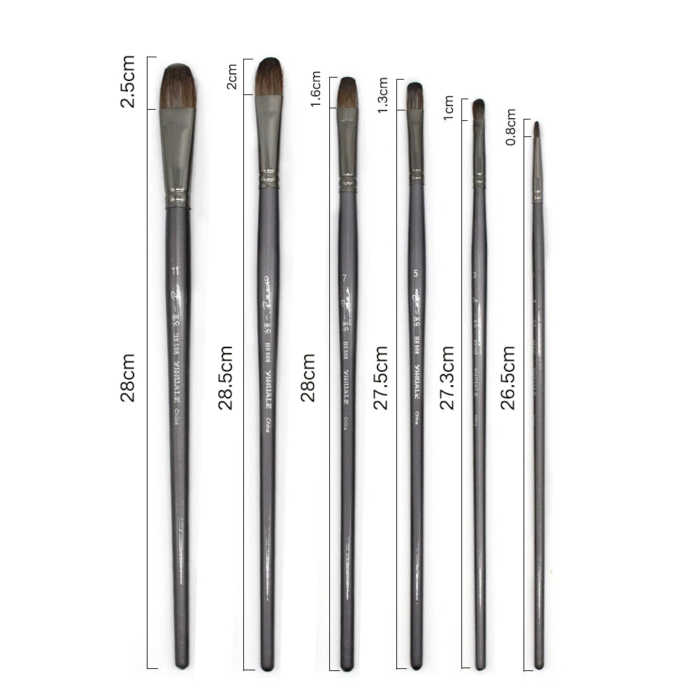 6 pcs/Set Professional High Quality Tool Squirrel Hair Oil Painting Brush Drawing Brush Filbert Pen For Acrylic Painting art