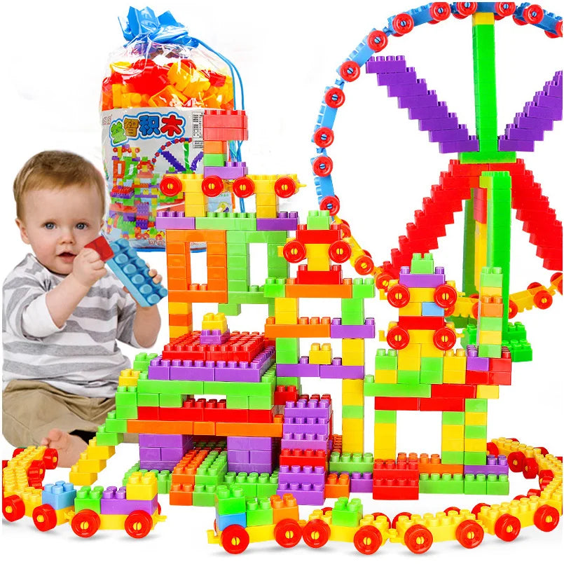 160Pcs/bag Plastic Children Building Blocks Bricks DIY Assembled Toys Educational Toy For Kids Baby Gifts