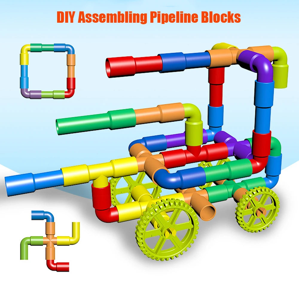 38-306pcs Educational DIY Water Pipe Building Blocks Assembling Pipeline Tunnel Plastic Blocks Toys for Children Gifts