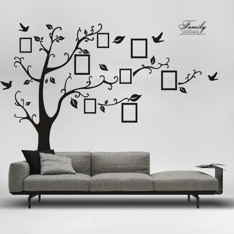 Large 250*180cm/99*71in Black 3D DIY Photo Tree PVC Wall Decals/Adhesive Family Wall Stickers Mural Art Home Decor Free Shipping