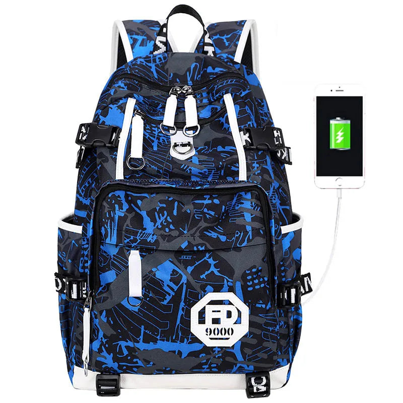 Teenage Boys Backpack High Middle School Students Bookbag Outdoor Daypack with USB Charge Port Big Student Laptop Backpack