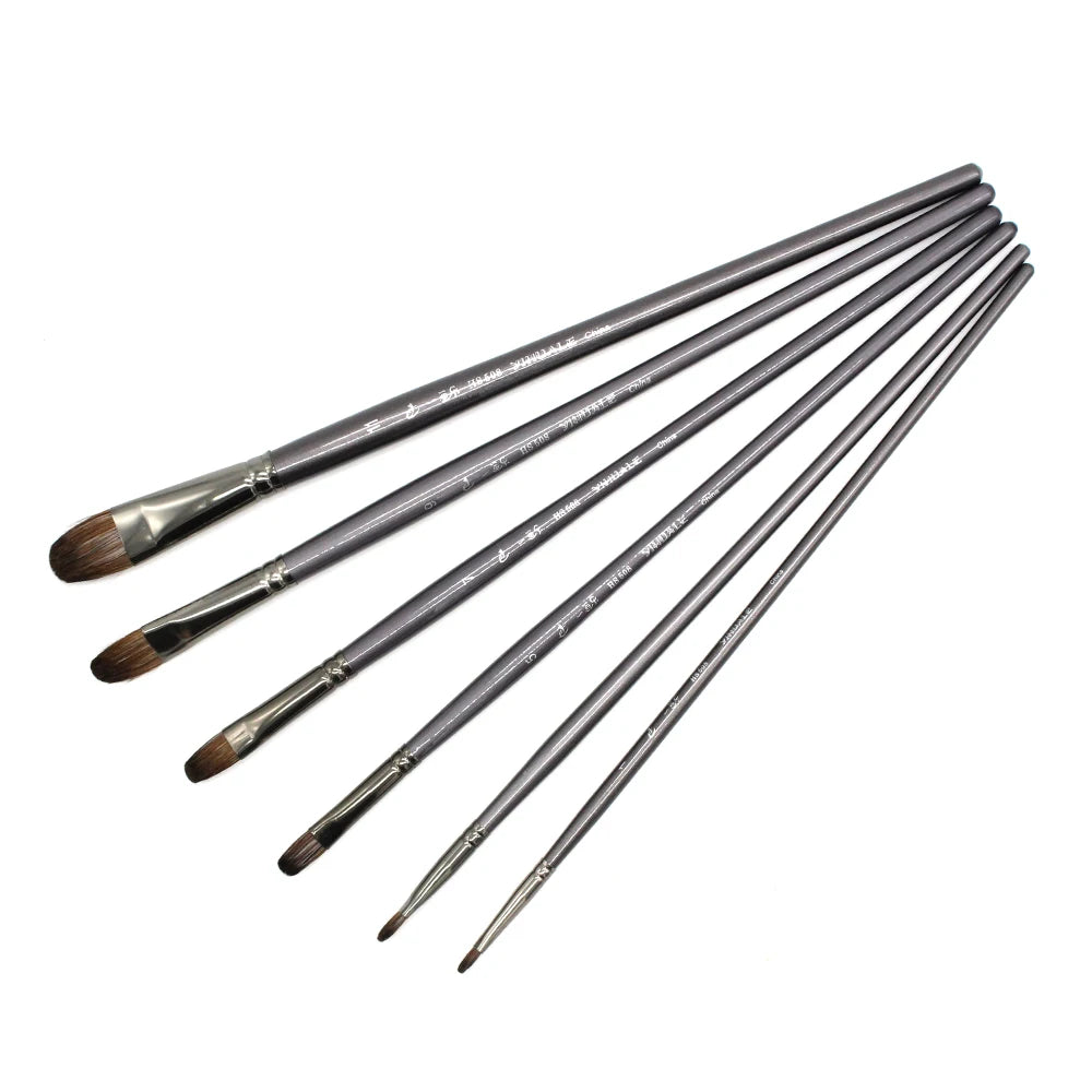 6 pcs/Set Professional High Quality Tool Squirrel Hair Oil Painting Brush Drawing Brush Filbert Pen For Acrylic Painting art