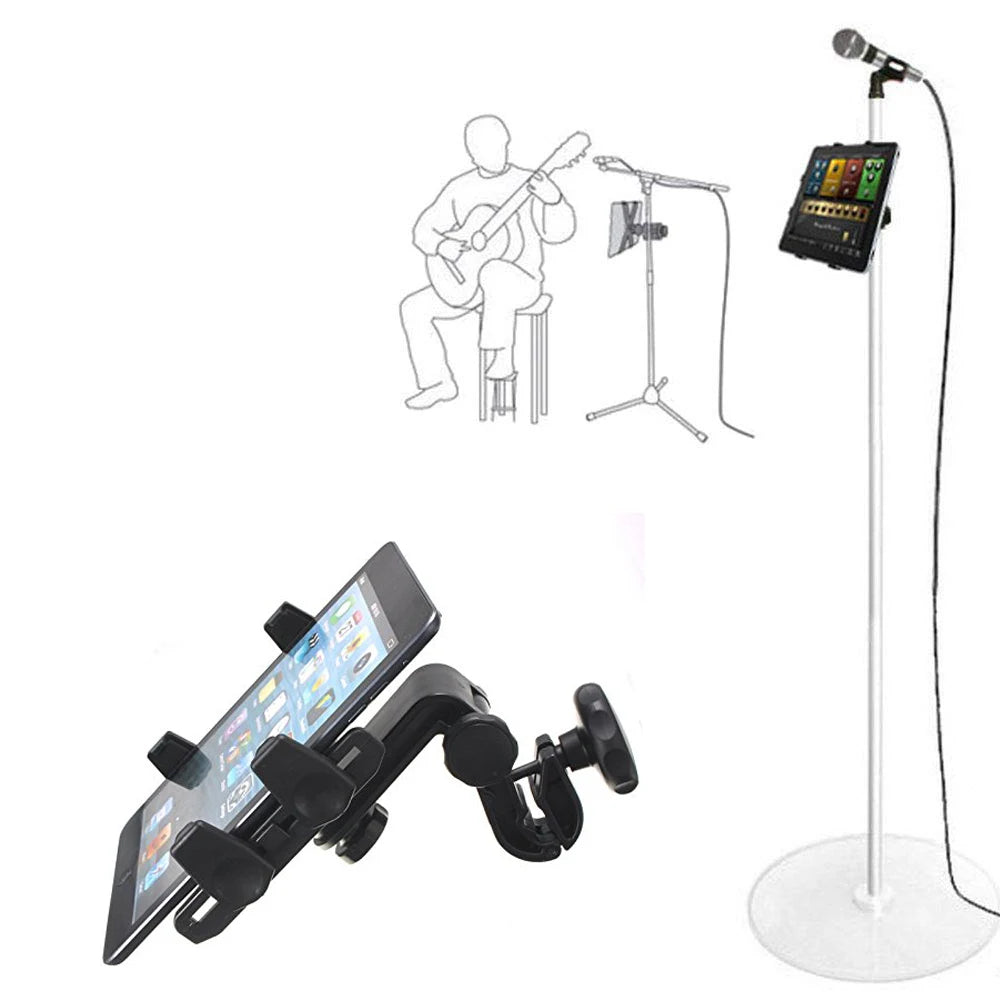 tablet holder and phone holder for Microphone stand ABC plastic mount for Apple Ipad for Iphone 4.5-12.9'' ereader car backseat