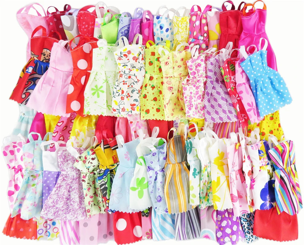 Mix Sorts 10 Pcs Party Handmade Mini Fashion Dress Doll Clothes Short Skirt+10 Shoes Kids Gifts Toys for Barbie Doll Accessories