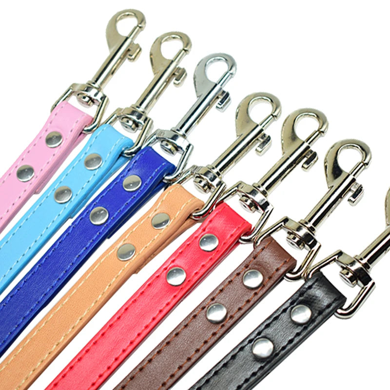 PU Leather Dog Leash Pets Dog Collar and Leash Rope Solid Running Buldog Belt Puppy Cat Dog Harness Lead Leashes for Small Dogs