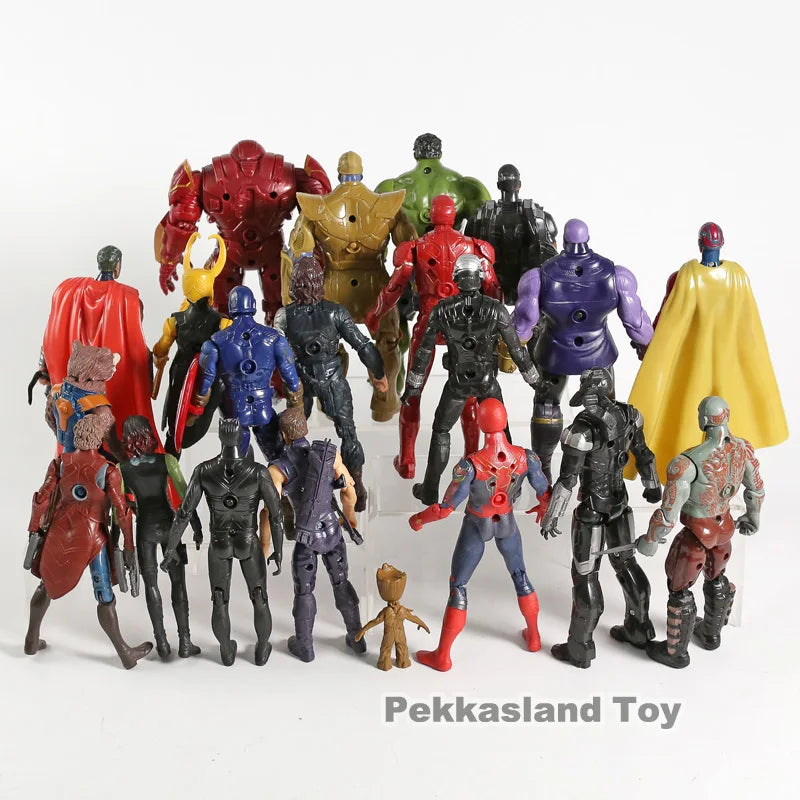 21pcs/set Avengers Infinity War Action Figures Toys Iron Man Captain America Hulk Thor Thanos Spiderman Loki Black Panther