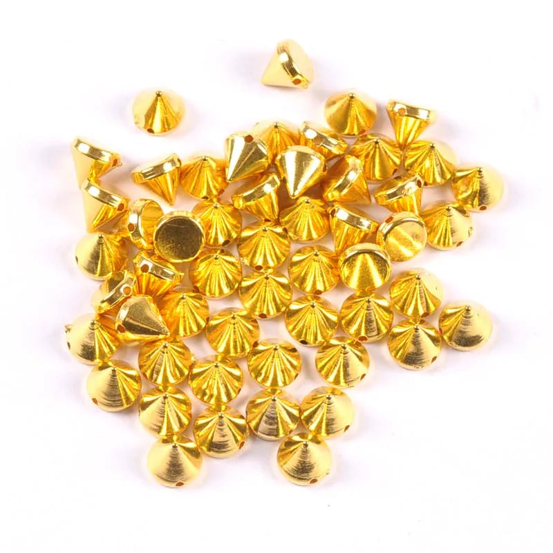 50Pcs Gold/Silver Sew on Spike Rivet Studs Nail Punk Rock For Bags Dress Clothes DIY Bead Crafts Riveting Garment Wedding 7x8mm