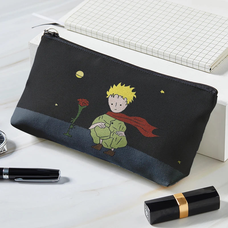 Lovely Cartoon Little Prince Print Canvas Women Makeup Bag Toiletries Organize Portable Travel Cosmetic Bag Female Make Up cases