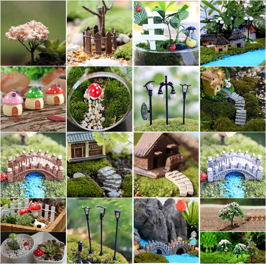 Cute Village house Miniature Garden Mini Craft Figurine Plant Pot Garden Ornament Miniature Fairy Garden Decor DIY accessories