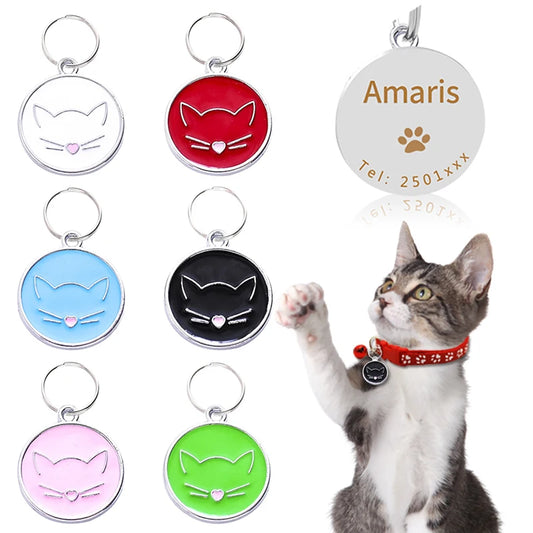 Personalized Pet Collar Free Engraved Name Tel ID Tags Customized Pet Necklace For Cats Dog Tag kitten Accessories Anti-lost