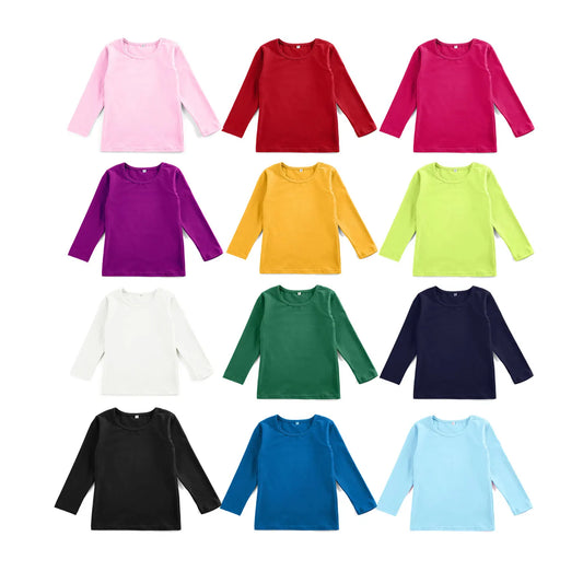 Baby Shirts Long Sleeve Casual Plain Shirt Boys Girls Clothes Classic Solid Color Children T Shirt