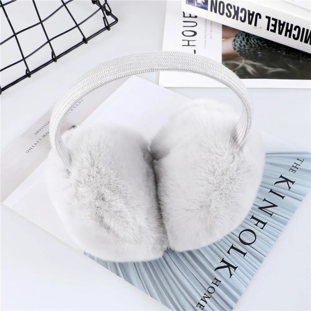 2023 New Aarrival Unisex Women's Winter Warm Rex Rabbit Fur Earmuffs Girls Ear Muffle Earflap Ear Cover Double Sided