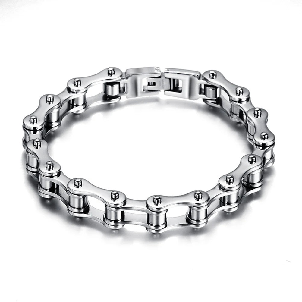 Fashion Men Women Biker Bicycle Motorcycle Chain Bracelet Bangle Punk Stainless Steel Bracelet Men Bangle 8.5"