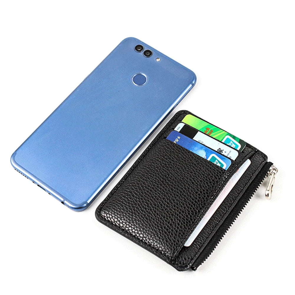 2024 New Soft Men Wallet Solid Color PU Zipper Card Holder Mini Short Coin Purse Wallets 1Pc Women Slim Card Case Business