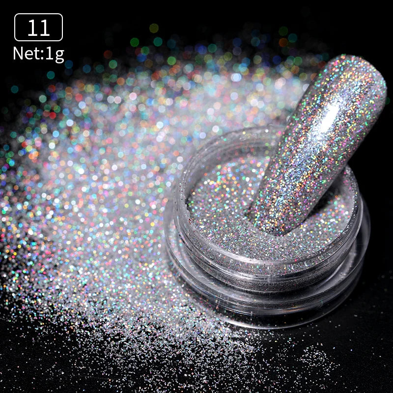 Aurora Pearl Nude Pink White Nails Glitter Dust Chrome Moonlight White Rubbing on Powder Shell Mirror Pigment Nail Art Supplies