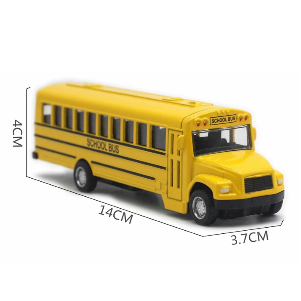 1/64 Optic Alloy Inertial School Bus Model Car Model Pull Back Toys Music Cars Vehicle Gifts Kids Boy Toys For Children Birthday