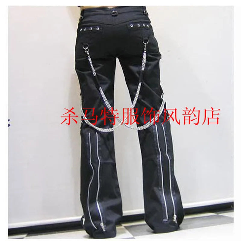 Y2k Jeans Pants for Men Kill Matt Punk Rock style Long Pants Gothic Casual Rivet Fashion Micro-Flare Flared Pants Streetwear