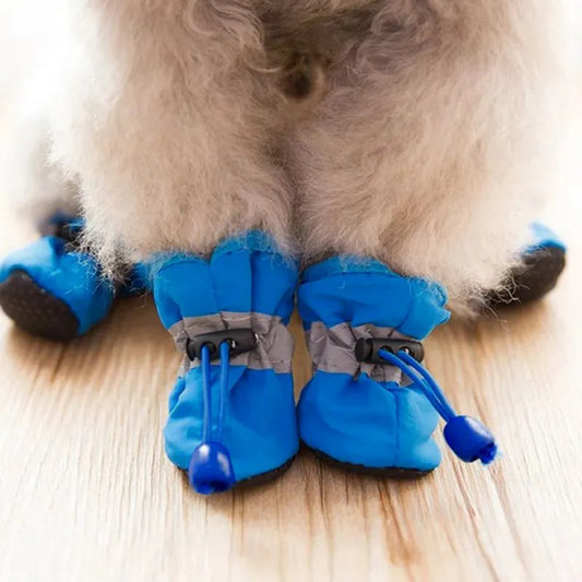 4pcs/set Waterproof Winter Warm Pet Dog Shoes Anti-slip Rain Snow Boots Thick For Small Cats Puppy Chihuahua Socks Booties