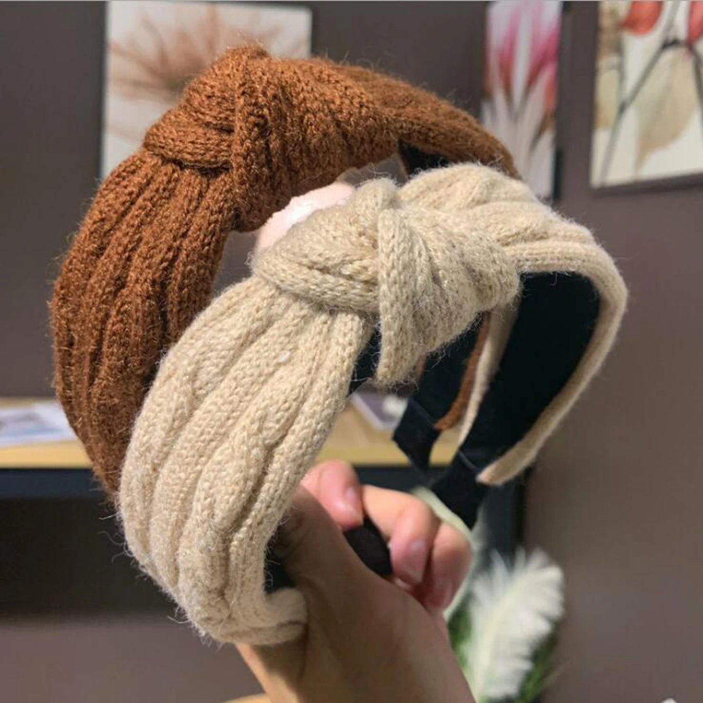 New Fashion Soft Hairband Wide Side Headband Warm Autumn Winter Knitted Hair Band High Quality Turban Adult Hair Accessories