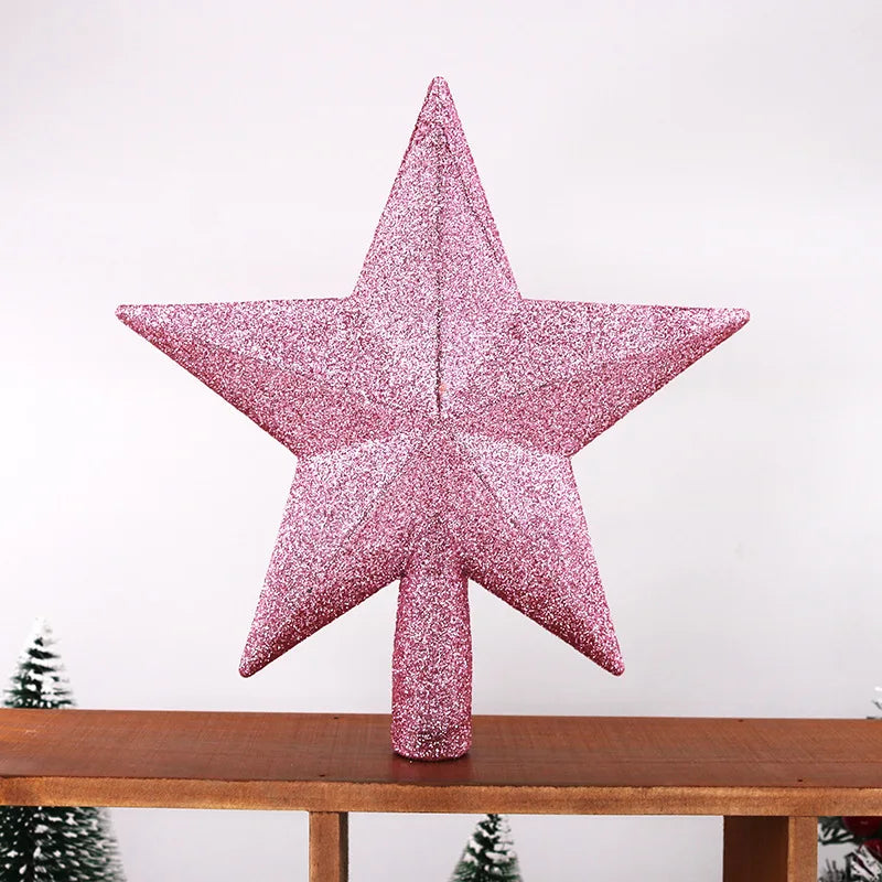 15/20cm Christmas Tree Top Star Merry Christmas Decorations for Home Shiny Gold Powder Five-pointed Star New Year's Ornament