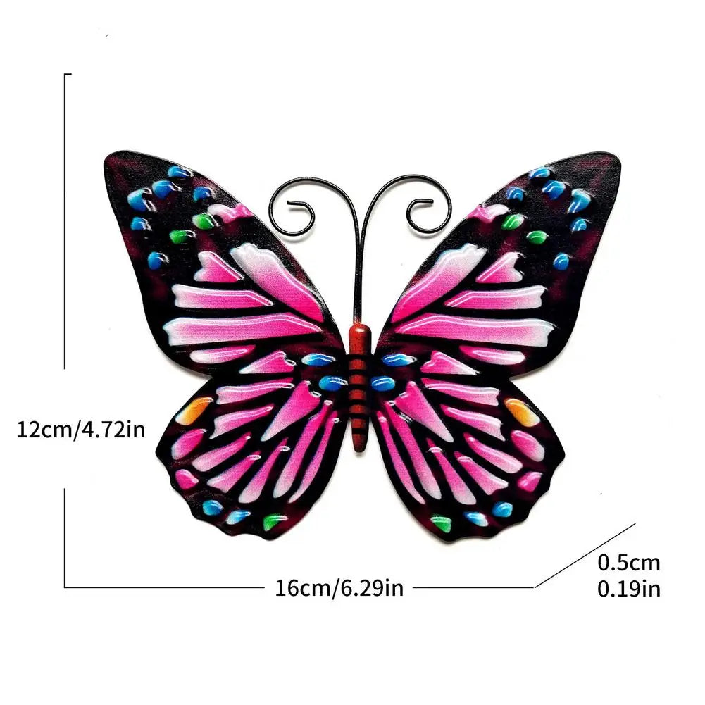 Garden 3D Metal Butterfly Decor Inspirational Sculpture Wall Deco For Outdoor Decoration Animal Miniatures Statues Artwork 2021