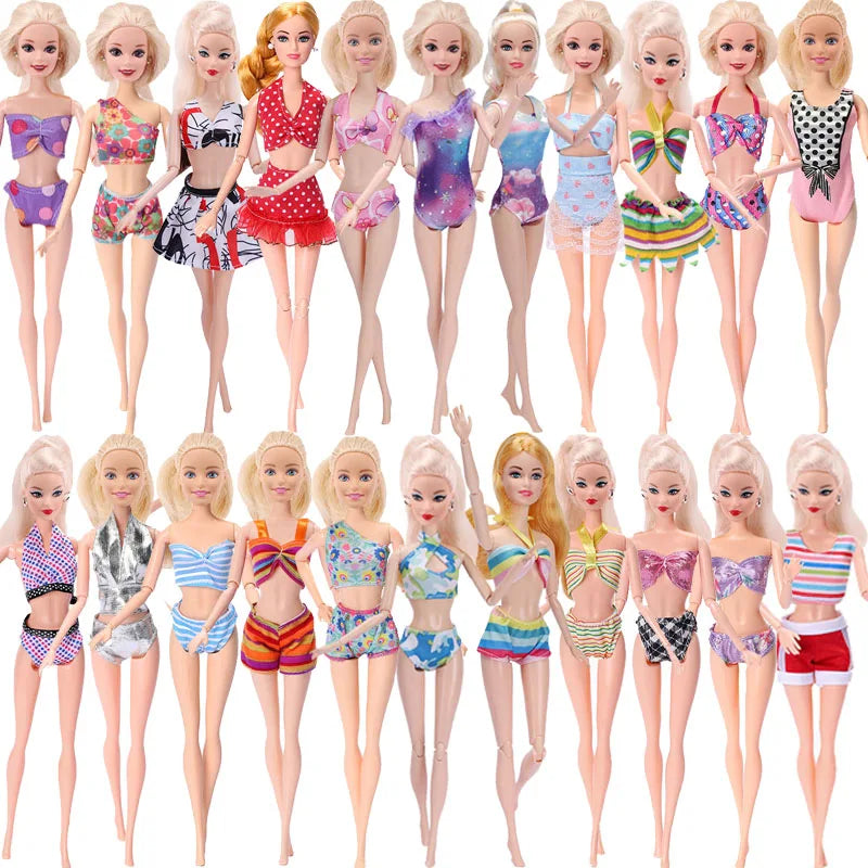 5 Pcs Barbies Clothes Daily Wear 2 Sets Swimsuits Bikini+2 Pcs Dresses+1Pcs Outfit For Barbies Doll Russia DIY Girl`s Toy Gifts