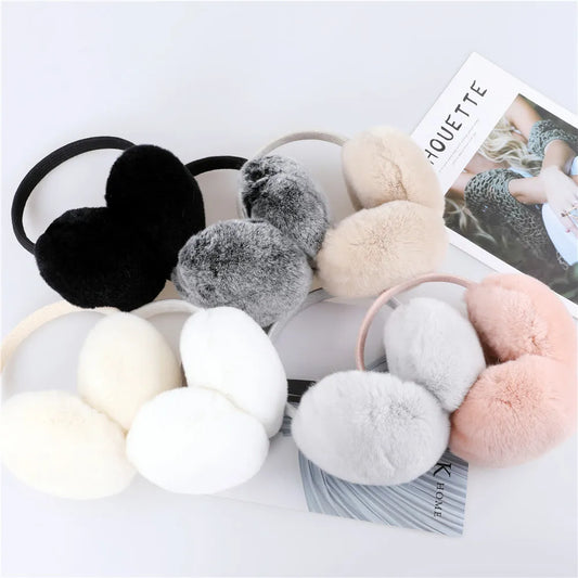 2023 New Aarrival Unisex Women's Winter Warm Rex Rabbit Fur Earmuffs Girls Ear Muffle Earflap Ear Cover Double Sided