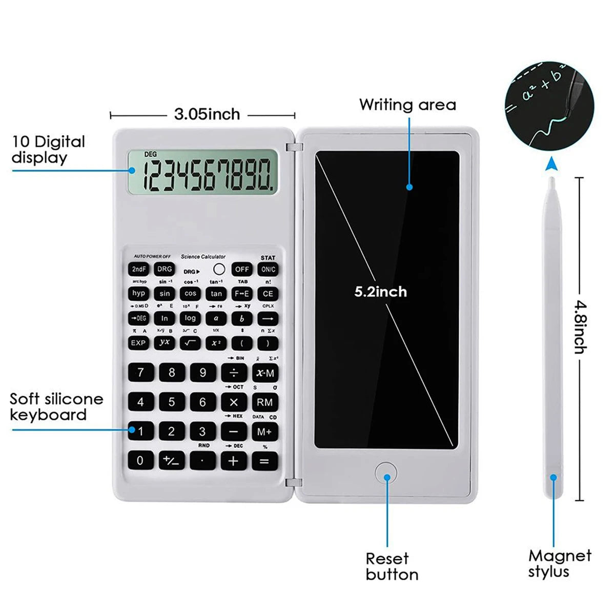 6.5 Inch Portable Calculator LCD Screen Writing Tablet Folding Scientific Calculator Tablet Digital Drawing Pad With Stylus Pen