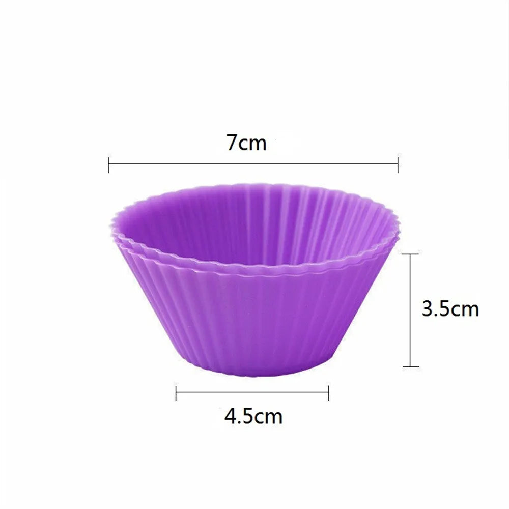 12pcs/Set Silicone Cake Mold Round Shaped Muffin Cupcake Baking Molds Kitchen Cooking Bakeware Maker DIY Cake Decorating Tools