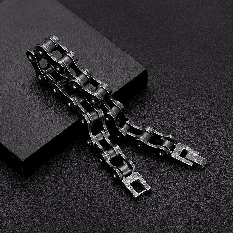 Stainless Steel Vintage Bicycle Chain Men Wide Bracelet Motorcycle Accessories Mens Jewelry Hand Chain Bangles Friends Bracelets