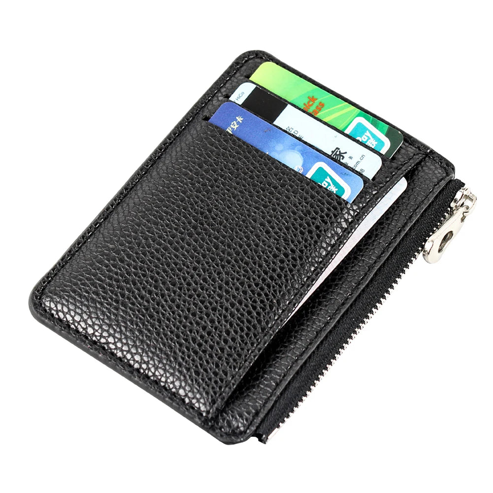 2024 New Soft Men Wallet Solid Color PU Zipper Card Holder Mini Short Coin Purse Wallets 1Pc Women Slim Card Case Business