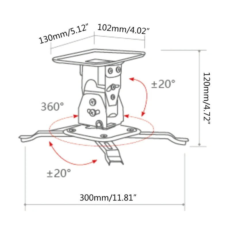 G5AA Universal Projector Wall Ceiling Mount Hanger LCD/DLP Video Projection Mount Bracket Swivels & Tilts For Mini Projector