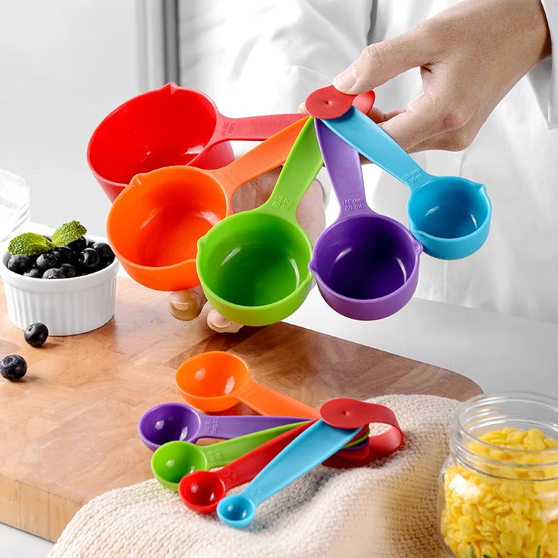 10Pcs Measuring Spoons Colorful Plastic Measuring Cups Useful Sugar Cake Baking Spoon Kitchen Measuring Tool DIY Baking Supplies