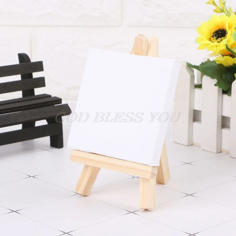 Mini Canvas And Natural Wood Easel Set For Art Painting Drawing Craft Wedding Supply Drop Shipping