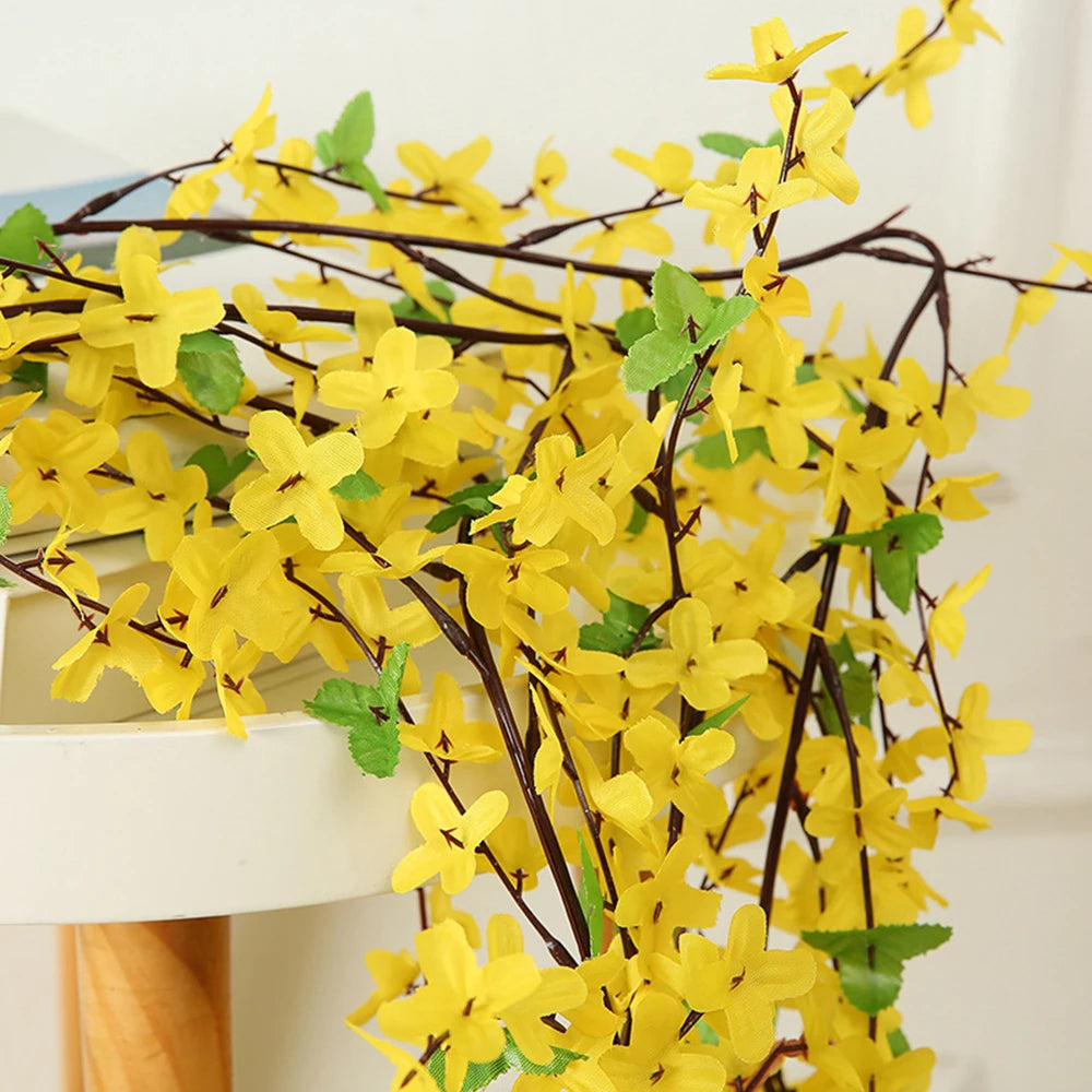 180cm Artificial Small Yellow Flower Vine DIY Wedding Garden Hotel Party Home Ceiling Hanging Wall Decoration Fake Plants Rattan