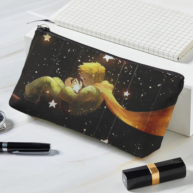 Lovely Cartoon Little Prince Print Canvas Women Makeup Bag Toiletries Organize Portable Travel Cosmetic Bag Female Make Up cases